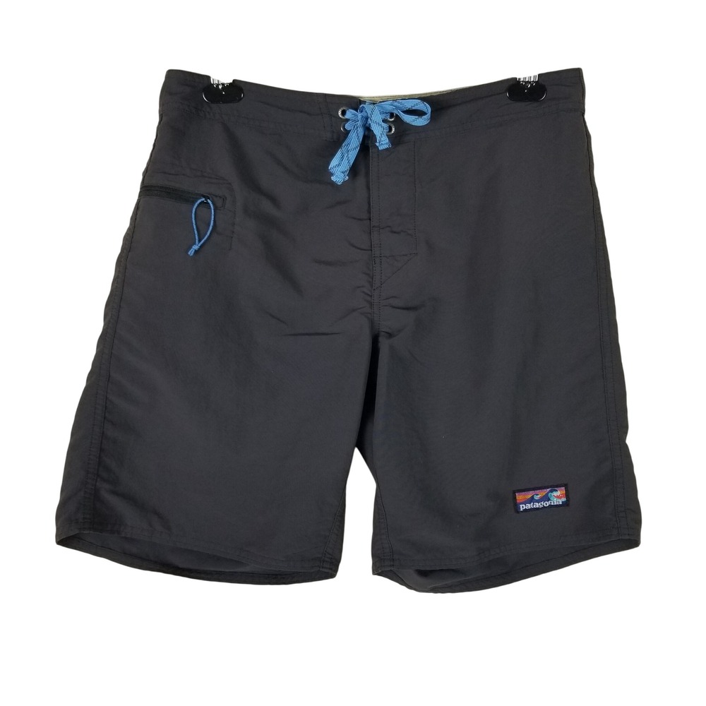 Patagonia Board Shorts Mens 31 Charcoal Grey Worn Wear Recycled Nylon Surf